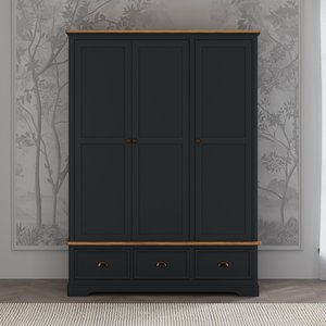 View Bridstow oak and blue painted triple wardrobe View Bridstow oak and blue painted triple wardrobe