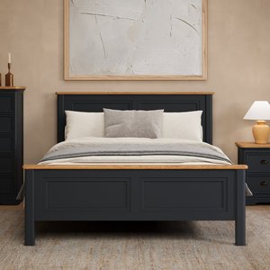 View Bridstow oak and blue painted kingsize bed View Bridstow oak and blue painted kingsize bed