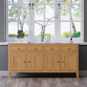 View Extra large solid oak sideboard | wide storage View Extra large solid oak sideboard | wide storage
