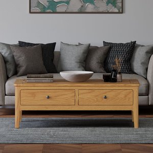 View Solid oak coffee table with 4 drawers View Solid oak coffee table with 4 drawers
