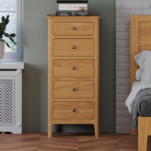 View Solid oak tallboy chest of drawers - 5 drawer View Solid oak tallboy chest of drawers - 5 drawer