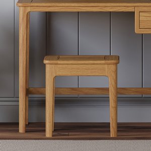 View Solid oak dressing table stool - wooden View Solid oak dressing table stool - wooden