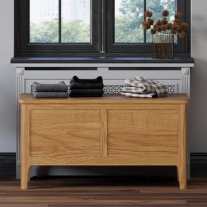 View Solid oak blanket box & storage ottoman View Solid oak blanket box & storage ottoman