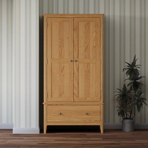 View Solid oak double wardrobe with hanging rail View Solid oak double wardrobe with hanging rail