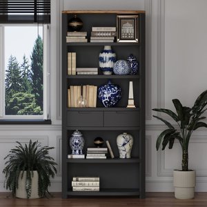 View Bradwell oak and charcoal painted tall bookcase View Bradwell oak and charcoal painted tall bookcase