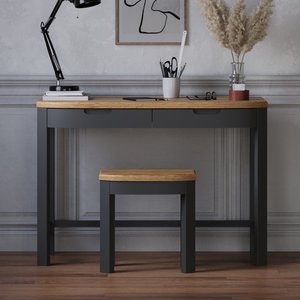 View Bradwell oak and charcoal painted compact desk View Bradwell oak and charcoal painted compact desk