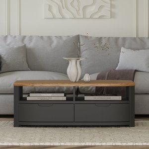View Bradwell oak and charcoal painted 4 drawer coffee table View Bradwell oak and charcoal painted 4 drawer coffee table