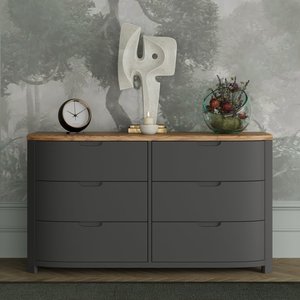 View Bradwell oak and charcoal painted wide chest of drawers View Bradwell oak and charcoal painted wide chest of drawers