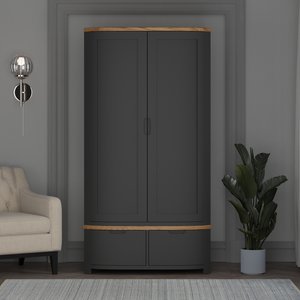 View Bradwell oak and charcoal painted double wardrobe View Bradwell oak and charcoal painted double wardrobe