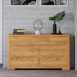 View Harper solid oak wide chest of drawers View Harper solid oak wide chest of drawers