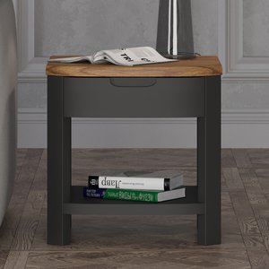 View Bradwell oak and charcoal painted 1 drawer lamp table View Bradwell oak and charcoal painted 1 drawer lamp table