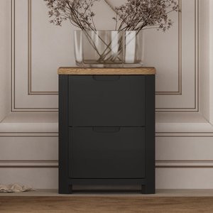 View Bradwell oak and charcoal painted 2 drawer bedside chest View Bradwell oak and charcoal painted 2 drawer bedside chest