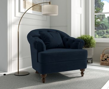 View Richmond dark blue velvet accent chair View Richmond dark blue velvet accent chair
