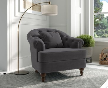 View Richmond dark grey velvet accent chair View Richmond dark grey velvet accent chair