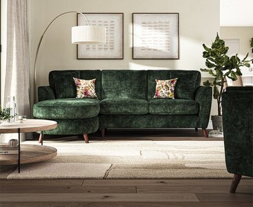 View Naples emerald velvet left hand facing chaise sofa View Naples emerald velvet left hand facing chaise sofa