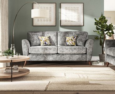 View Naples grey velvet 3 seater sofa View Naples grey velvet 3 seater sofa