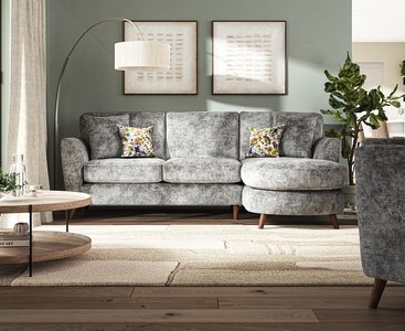 View Naples grey velvet right hand facing chaise sofa View Naples grey velvet right hand facing chaise sofa