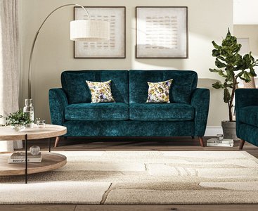 View Naples teal velvet 3 seater sofa View Naples teal velvet 3 seater sofa