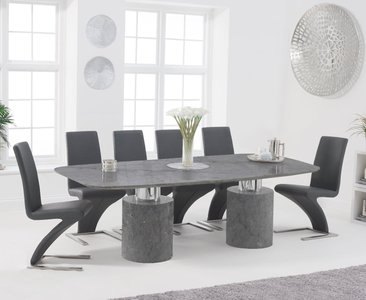 View Antonio 220cm grey marble dining table with 10 grey aldo chairs View Antonio 220cm grey marble dining table with 10 grey aldo chairs