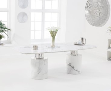 View Antonio 220cm white marble dining table View Antonio 220cm white marble dining table