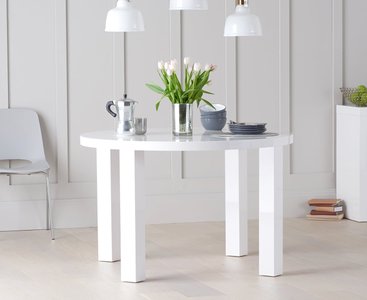 View Seattle 120cm round white high gloss dining table View Seattle 120cm round white high gloss dining table