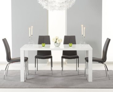 View Seattle 160cm white high gloss dining table with 6 white marco chairs View Seattle 160cm white high gloss dining table with 6 white marco chairs