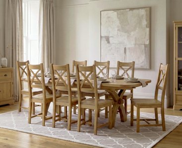 View Extending olympia 180cm solid oak dining table with 8 oak natural chairs View Extending olympia 180cm solid oak dining table with 8 oak natural chairs