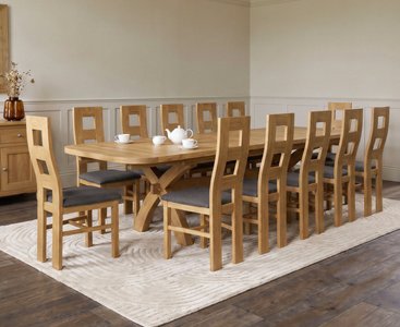 View Extending olympia 180cm solid oak dining table with 12 charcoal grey natural chairs View Extending olympia 180cm solid oak dining table with 12 charcoal grey natural chairs
