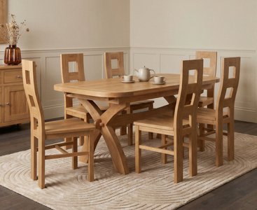 View Extending olympia 180cm solid oak dining table with 6 oak natural chairs View Extending olympia 180cm solid oak dining table with 6 oak natural chairs