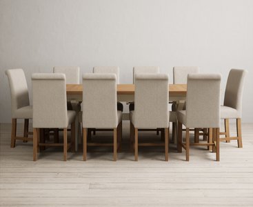 View Extending olympia 180cm oak and cream painted dining table with 10 natural braced chairs View Extending olympia 180cm oak and cream painted dining table with 10 natural braced chairs