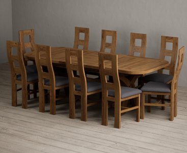 View Extending olympia 180cm rustic solid oak dining table with 10 charcoal grey rustic solid oak chairs View Extending olympia 180cm rustic solid oak dining table with 10 charcoal grey rustic solid oak chairs