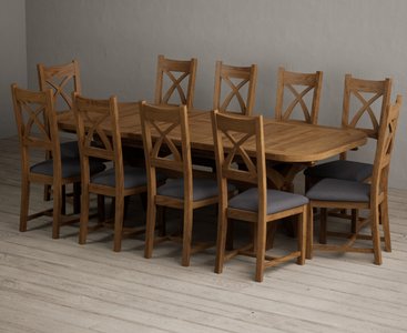 View Extending olympia 180cm rustic solid oak dining table with 10 charcoal grey rustic solid oak chairs View Extending olympia 180cm rustic solid oak dining table with 10 charcoal grey rustic solid oak chairs