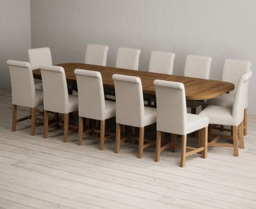 View Extending olympia 180cm oak and charcoal grey dining table with 12 natural braced chairs View Extending olympia 180cm oak and charcoal grey dining table with 12 natural braced chairs
