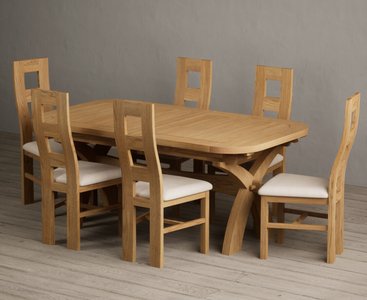 View Extending olympia 180cm solid oak dining table with 6 oak natural chairs View Extending olympia 180cm solid oak dining table with 6 oak natural chairs