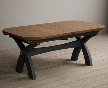 View Extending olympia 180cm oak and charcoal grey painted dining table View Extending olympia 180cm oak and charcoal grey painted dining table