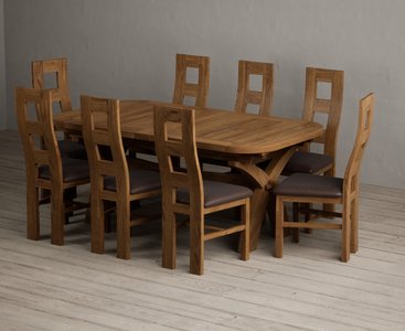View Extending olympia 180cm rustic solid oak dining table with 8 brown rustic solid oak chairs View Extending olympia 180cm rustic solid oak dining table with 8 brown rustic solid oak chairs