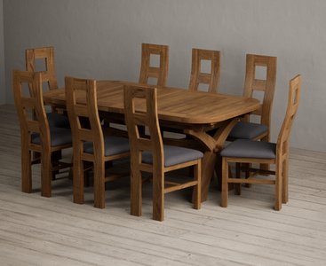 View Extending olympia 180cm rustic solid oak dining table with 8 charcoal grey rustic solid oak chairs View Extending olympia 180cm rustic solid oak dining table with 8 charcoal grey rustic solid oak chairs