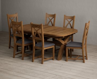 View Extending olympia 180cm rustic solid oak dining table with 6 charcoal grey rustic solid oak chairs View Extending olympia 180cm rustic solid oak dining table with 6 charcoal grey rustic solid oak chairs