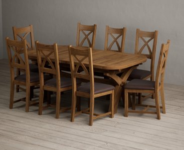 View Extending olympia 180cm rustic solid oak dining table with 8 brown rustic solid oak chairs View Extending olympia 180cm rustic solid oak dining table with 8 brown rustic solid oak chairs