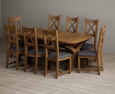 View Extending olympia 180cm rustic solid oak dining table with 8 charcoal grey rustic solid oak chairs View Extending olympia 180cm rustic solid oak dining table with 8 charcoal grey rustic solid oak chairs