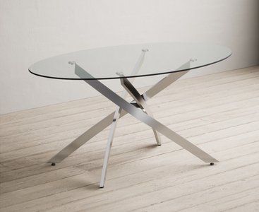 View Bernini 165cm oval glass dining table View Bernini 165cm oval glass dining table