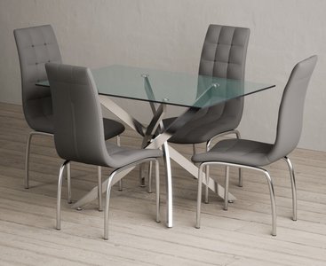 View Bernini 120cm rectangular glass dining table with 6 black enzo chairs View Bernini 120cm rectangular glass dining table with 6 black enzo chairs
