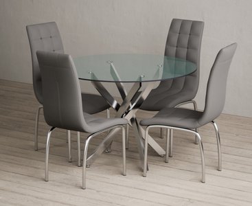 View Bernini 110cm glass dining table with 2 black enzo chairs View Bernini 110cm glass dining table with 2 black enzo chairs