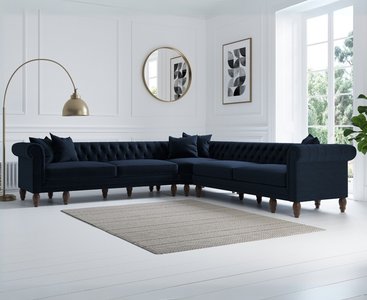 View Bromley large blue velvet corner sofa View Bromley large blue velvet corner sofa