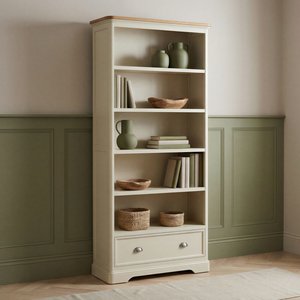 View Madley oak and cream painted tall bookcase View Madley oak and cream painted tall bookcase