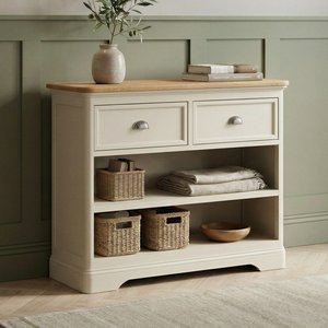 View Madley oak and cream painted storage console table View Madley oak and cream painted storage console table