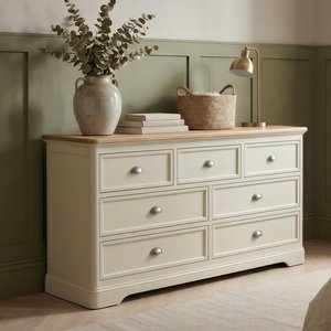 View Madley oak and cream painted wide chest of drawers