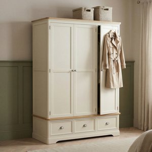 View Madley oak and cream painted triple wardrobe View Madley oak and cream painted triple wardrobe
