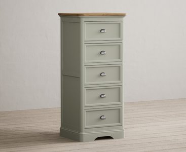 View Brampton soft green painted 5 drawer tallboy View Brampton soft green painted 5 drawer tallboy