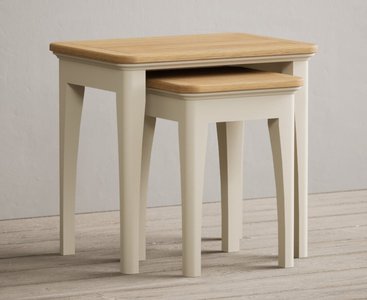 View Madley oak and cream painted nest of tables View Madley oak and cream painted nest of tables